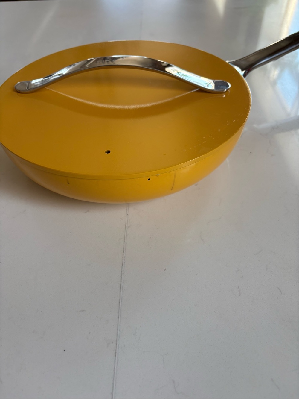 Caraway Yellow Nonstick Ceramic Frying Pan with Lid - Picture 5 of 16